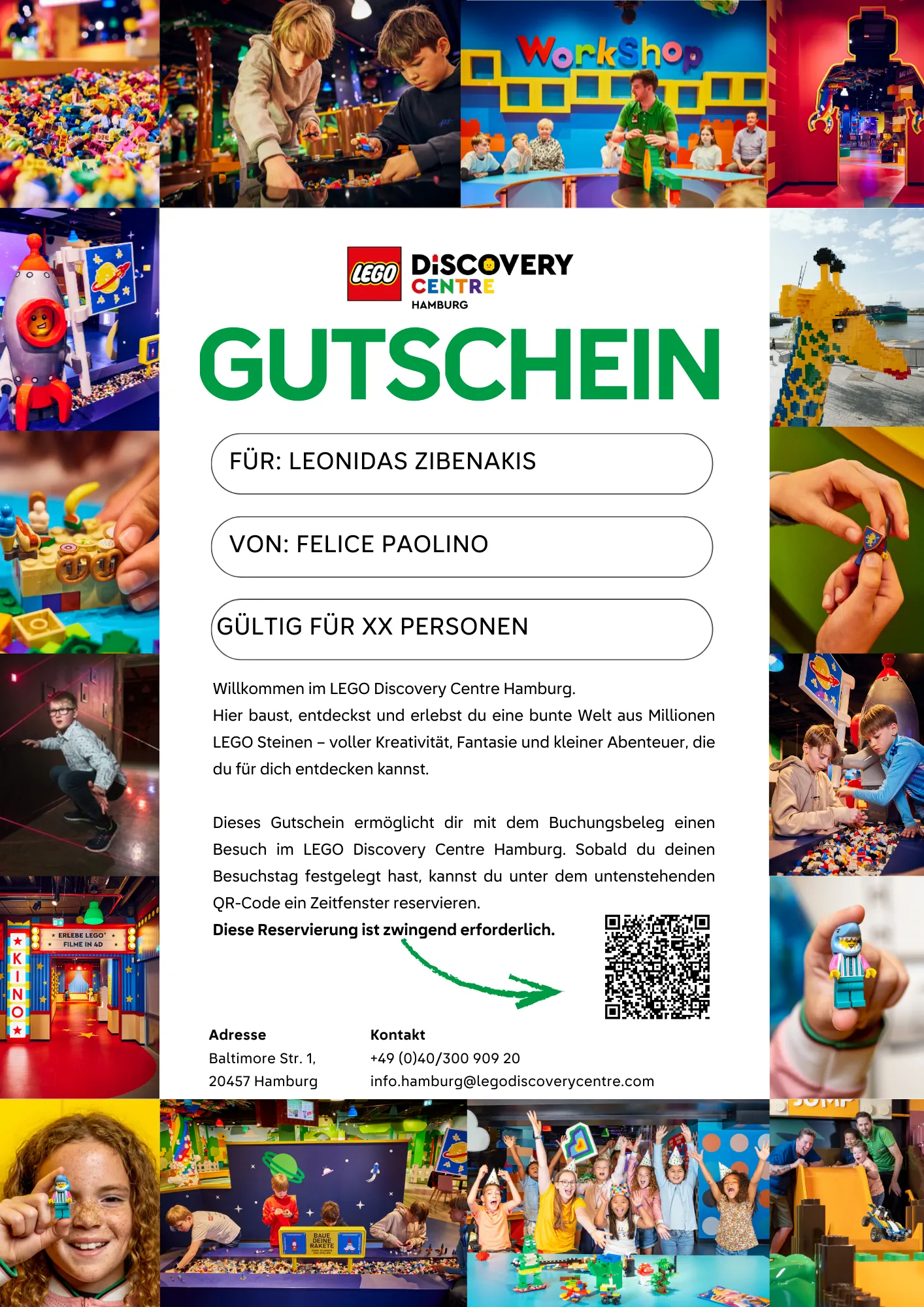 LEGO Discovery Centre Hamburg Gutscheinvorlage