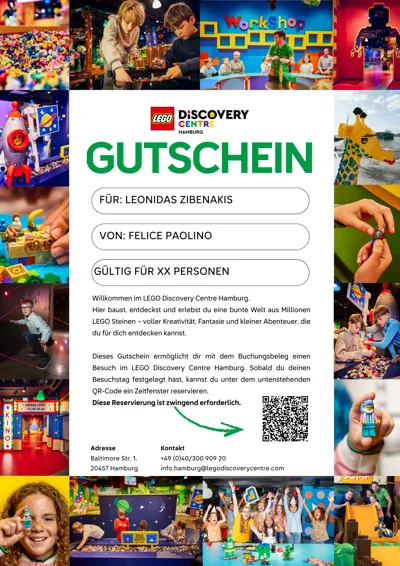 LEGO Discovery Centre Hamburg Gutscheinvorlage